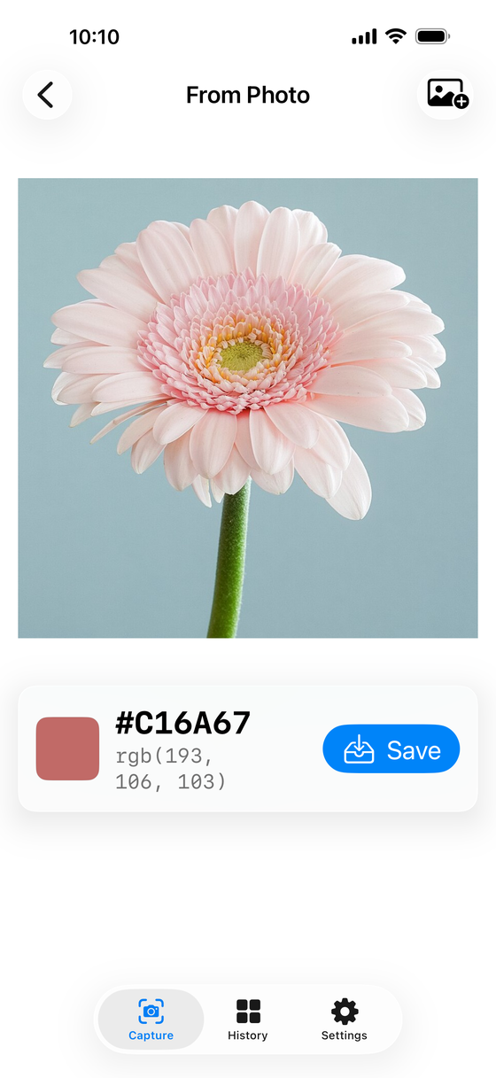 Sampling a color from a photo of a flower